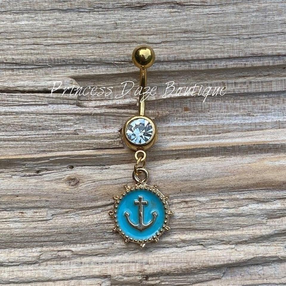 Gold Anchor Belly Button Ring